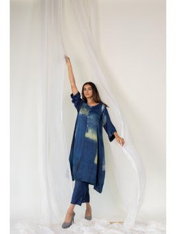 Silai Studio - Indigo Hues Silk Tunic With Pant