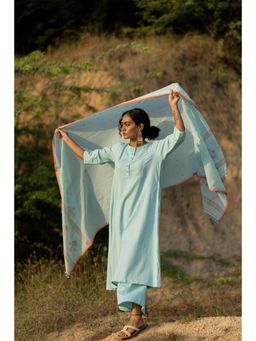 Silai Studio - Dewy Blue Cotton Kurta with Pant and Dupatta