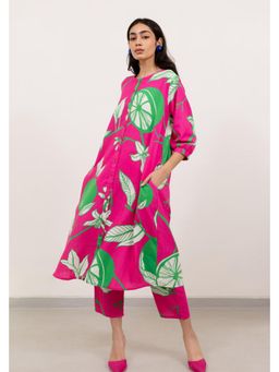 Silai Studio - Citrus Grove Button-Down Cotton Printed Kurta and Pant
