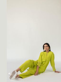Silai Studio - Matcha Mist Green Cotton Plain Co-Ord