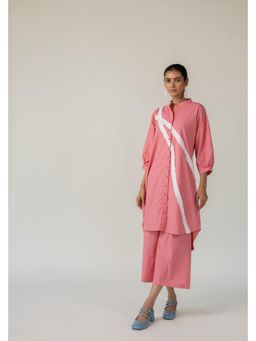 Silai Studio - Dusky Bloom Buttondown Peach Cotton Printed Co-Ord
