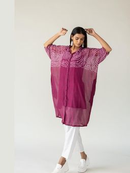 Silai Studio - Berry Swirl Bandhani Tunic and Pant with Slip