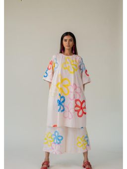 Silai Studio - Bubble Bloom Button-Down Pink Printed Co-Ord