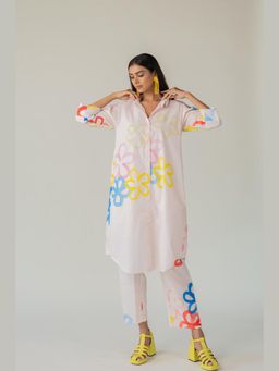 Silai Studio - Bubble Bloom Button-Down Pink Printed Co-Ord