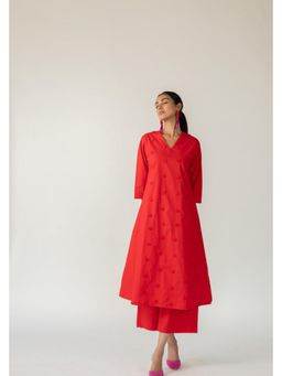 Silai Studio - Rouge Polka Red Embroidered Co-Ord