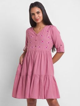 Globus - Dusty Pink Embroidered Dress