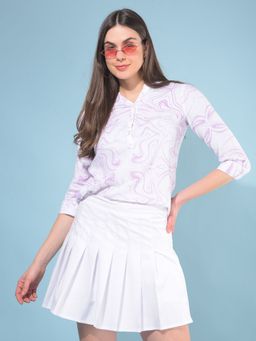 CRIMSOUNE CLUB - Women Purple Abstract Printed Top