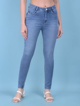 CRIMSOUNE CLUB - Women Blue Solid Skinny Legged Jeans