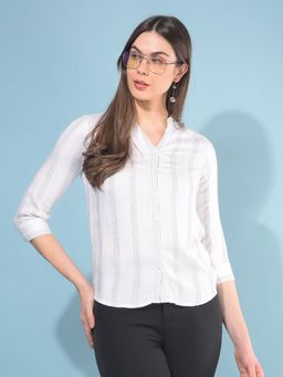 CRIMSOUNE CLUB - Women White Stripes Shirt