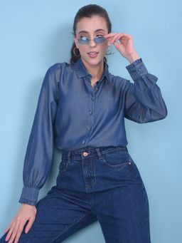 CRIMSOUNE CLUB - Women Blue Solid Shirt