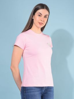 CRIMSOUNE CLUB - Women Pink Floral Printed T-Shirt