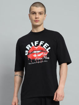 Griffel - Men Black Oversized Black T-Shirt