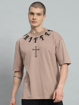 Griffel - Men Beige Oversized T-Shirt