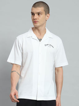 Griffel - Printed Regular Fit White Bowling Shirt