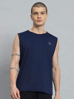 Griffel - Men Teddy Logo Sleeveless Navy Blue T-shirt