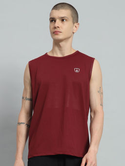 Griffel - Men Teddy Logo Sleeveless Maroon T-shirt