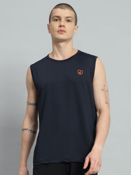 Griffel - Men Teddy Logo Sleeveless Navy Blue T-shirt