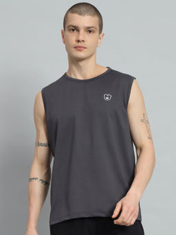 Griffel - Men Teddy Logo Sleeveless Steel Grey T-shirt