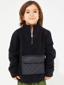 CHERRY CRUMBLE BY NITT HYMAN - Boys Black High Collar Vigorous Sweatshirt