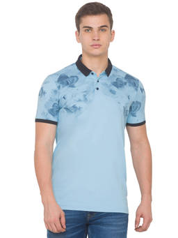 Spykar - Men Blue Slim Fit Polo T-shirt