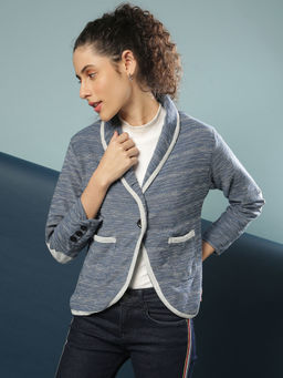 Campus Sutra - Blue Women Solid Casual Blazer