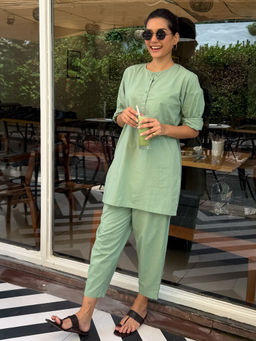 SURMA - Iced Coffee Kurta Set in Matcha Green