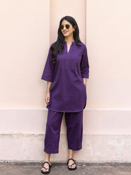 SURMA - Silver Hoops Kurta Set in Purple