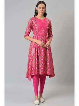 W - Pink Floral Kurta with Leggings (Set of 2)