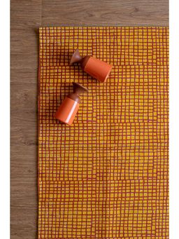 Freedom Tree - Grille Pure Cotton Sunflower Yellow Printed Rug (2.5x5 feet)