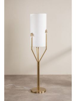 Freedom Tree - Sabar Palm Gold Floor Lamp Ensemble with Solid Off White Lampshade