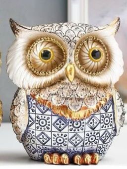 Smokey Cocktail - Ornate Owl Sculpture Decor Blue