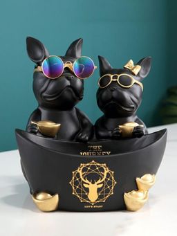 Smokey Cocktail - Duo Dog Figurine Holder Black