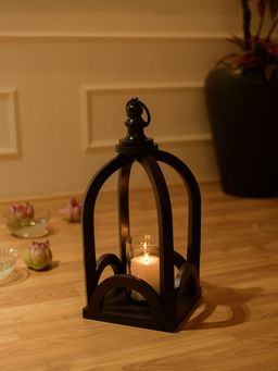 IREKA HOMES - Lumera Acacia Wood Lantern with Glass