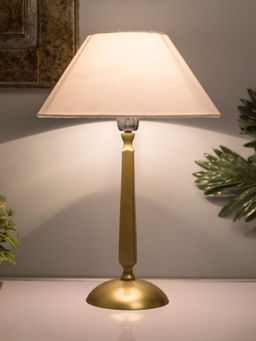 Homesake - Cubist Gold Brushed Lamp White Cone Shade