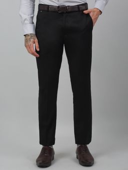 Cantabil - Men Black Non Pleated Solid Formal Trouser