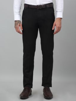 Cantabil - Men Black Non Pleated Solid Formal Trouser