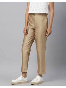 Fabindia - Beige Viscose Silk Slim Fit Formal Kosi Pant
