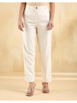 Fabindia - Off White Viscose Silk Formal Kosi Pant