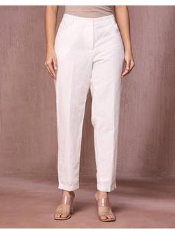 Fabindia - White Cotton Linen Formal Pant