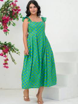 Doria Lifestyle - Multi-Color Checked Midi Dress