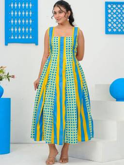 Doria Lifestyle - Multi-Color Stripes Midi Dress