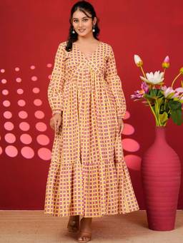 Doria Lifestyle - Mauve Print A-Line Maxi Dress
