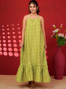 Doria Lifestyle - Green Checked Maxi Dress