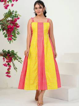 Doria Lifestyle - Multi-Color Checked Women Midi Dress