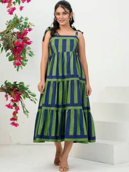 Doria Lifestyle - Multi-Color Striped Womens Midi Dress