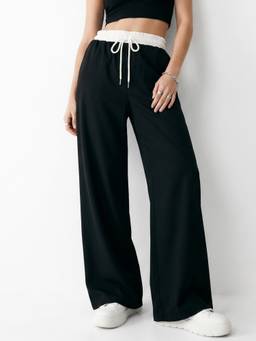 Outzidr - Black Wide Contrast Joggers