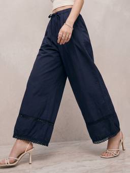 Outzidr - Navy Blue Pleated Barrel Trouser