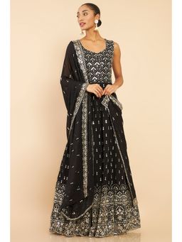 Soch - Women Black Georgette Embroidered Suit Set