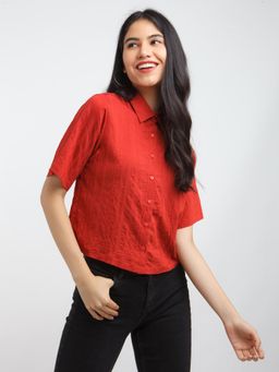 Zink London - Womens Red Solid Shirt Top