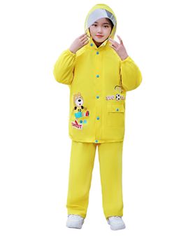 Little Surprise Box - Yellow Soccer Ted Full Shirt & Full Pants Raincoat (Set of 2)